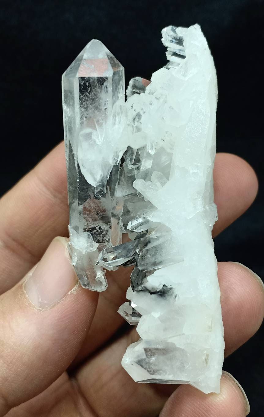 Single beautiful brookite included Quartz Crystals cluster on matrix 62 grams