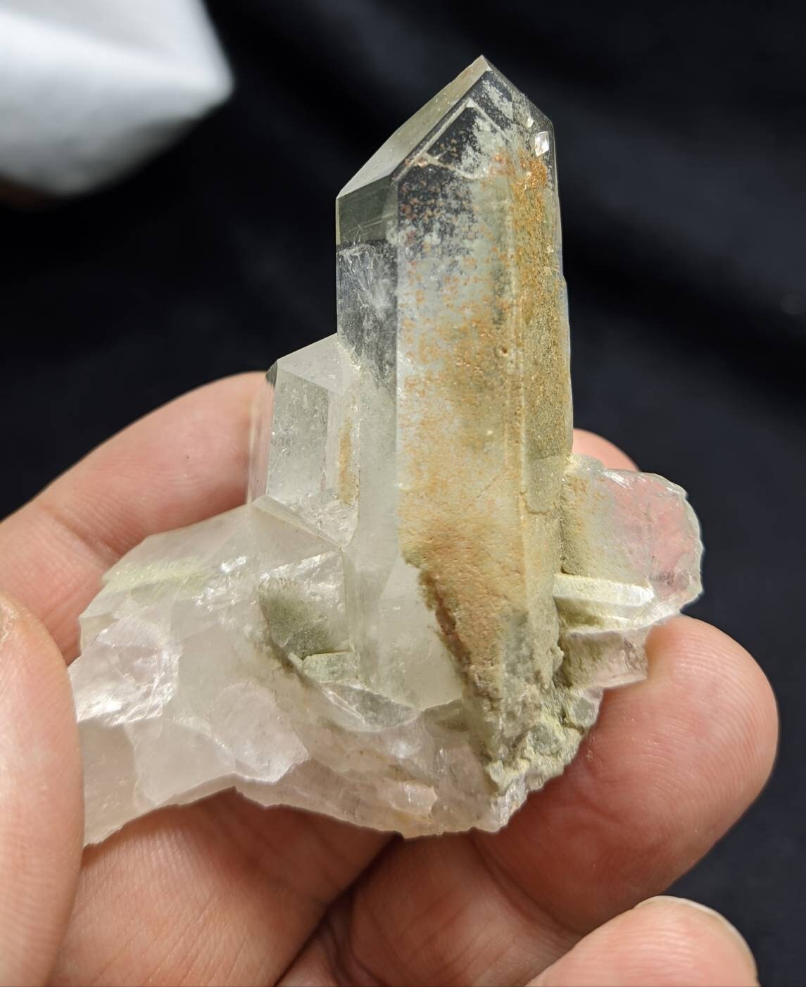 Terminated Chlorite Quartz crystals cluster 64 grams