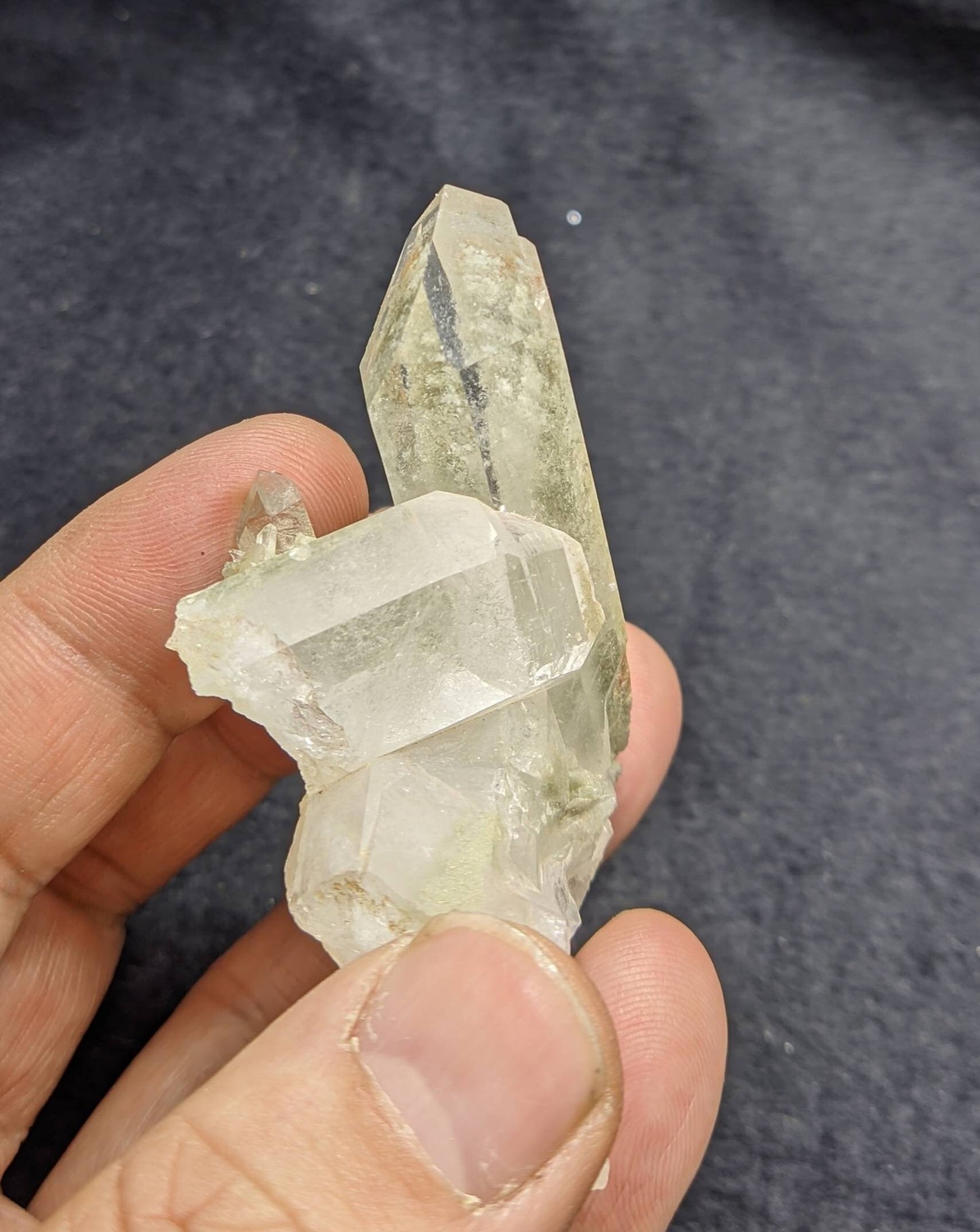 Terminated Chlorite Quartz crystals cluster 64 grams