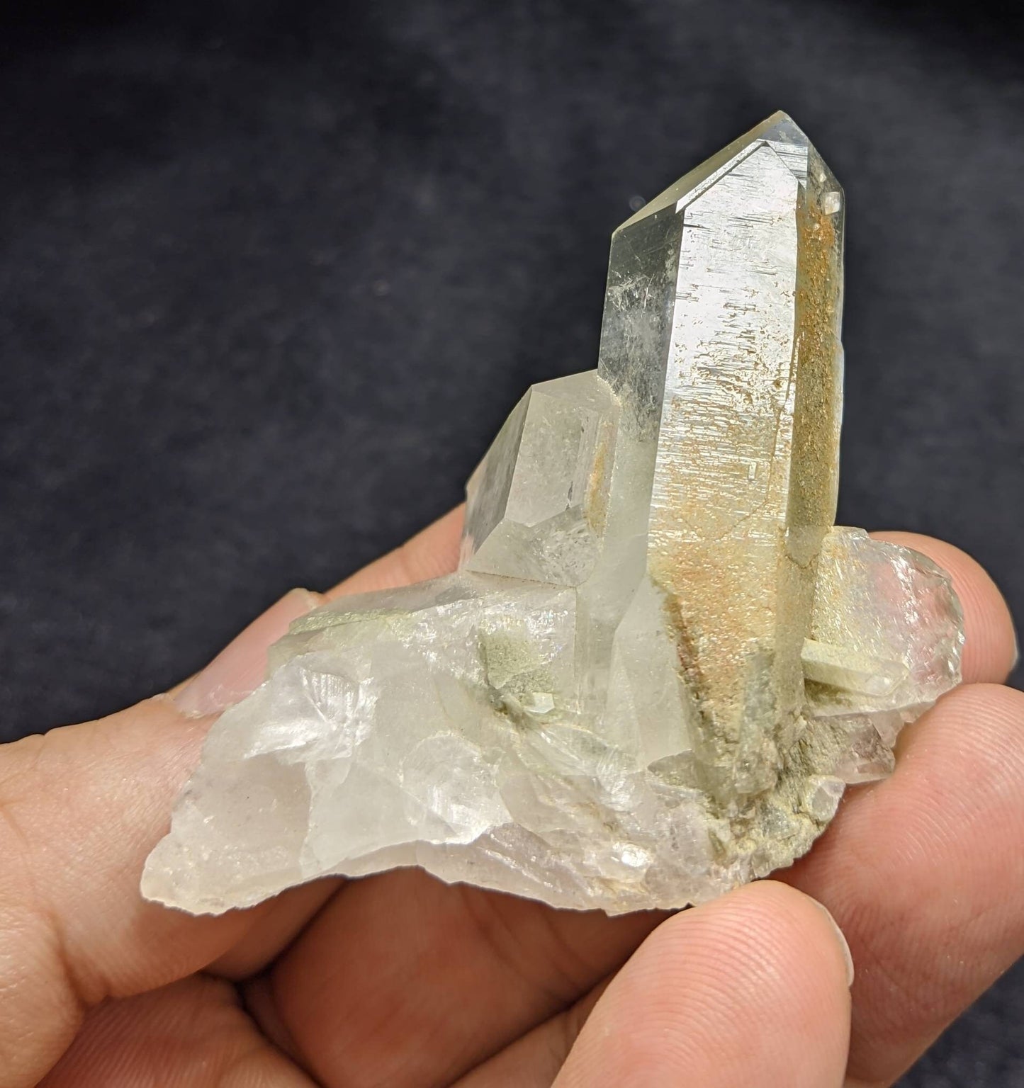 Terminated Chlorite Quartz crystals cluster 64 grams