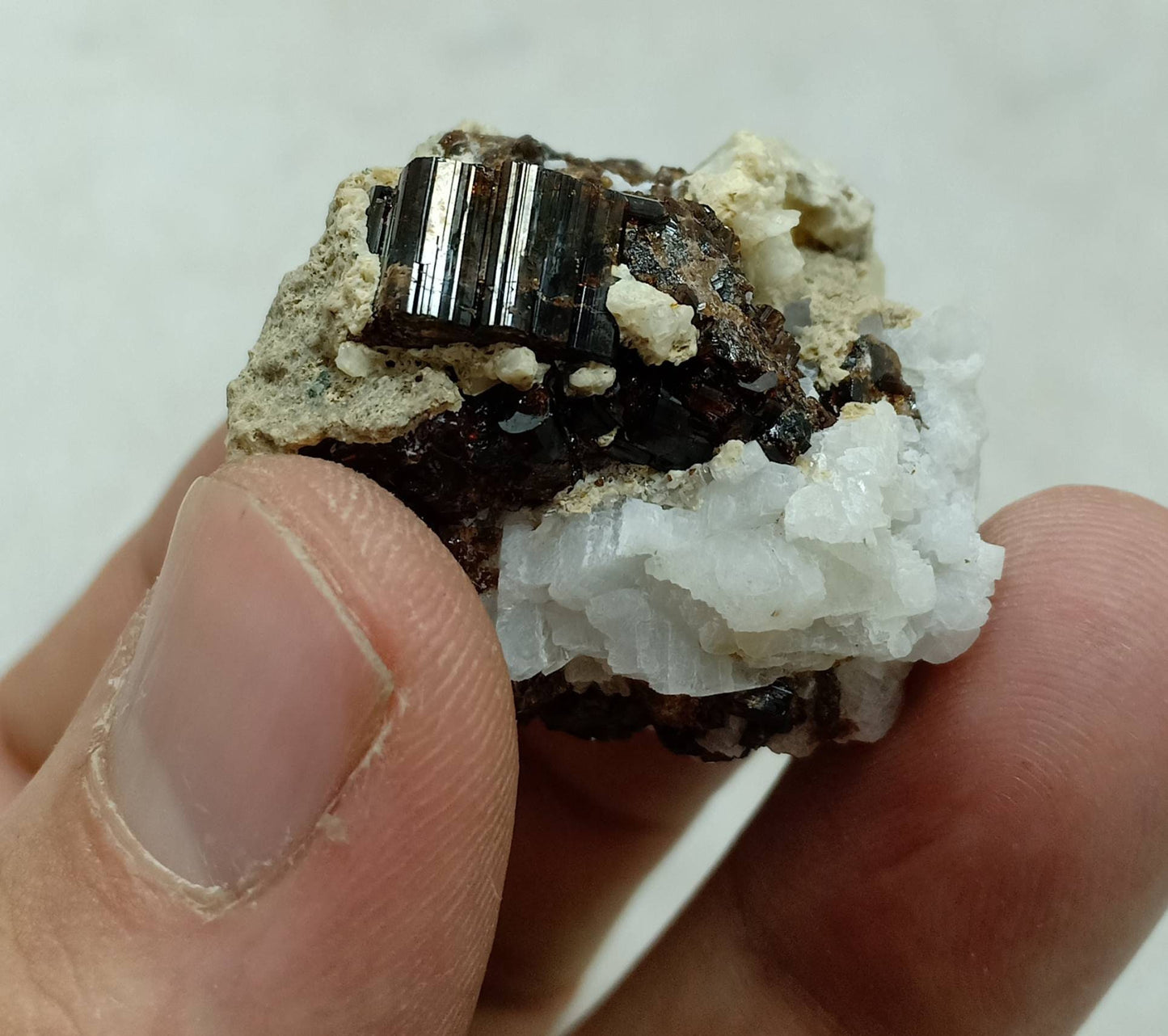 Vesuvianite crystal dark brown color with Albite 38 grams