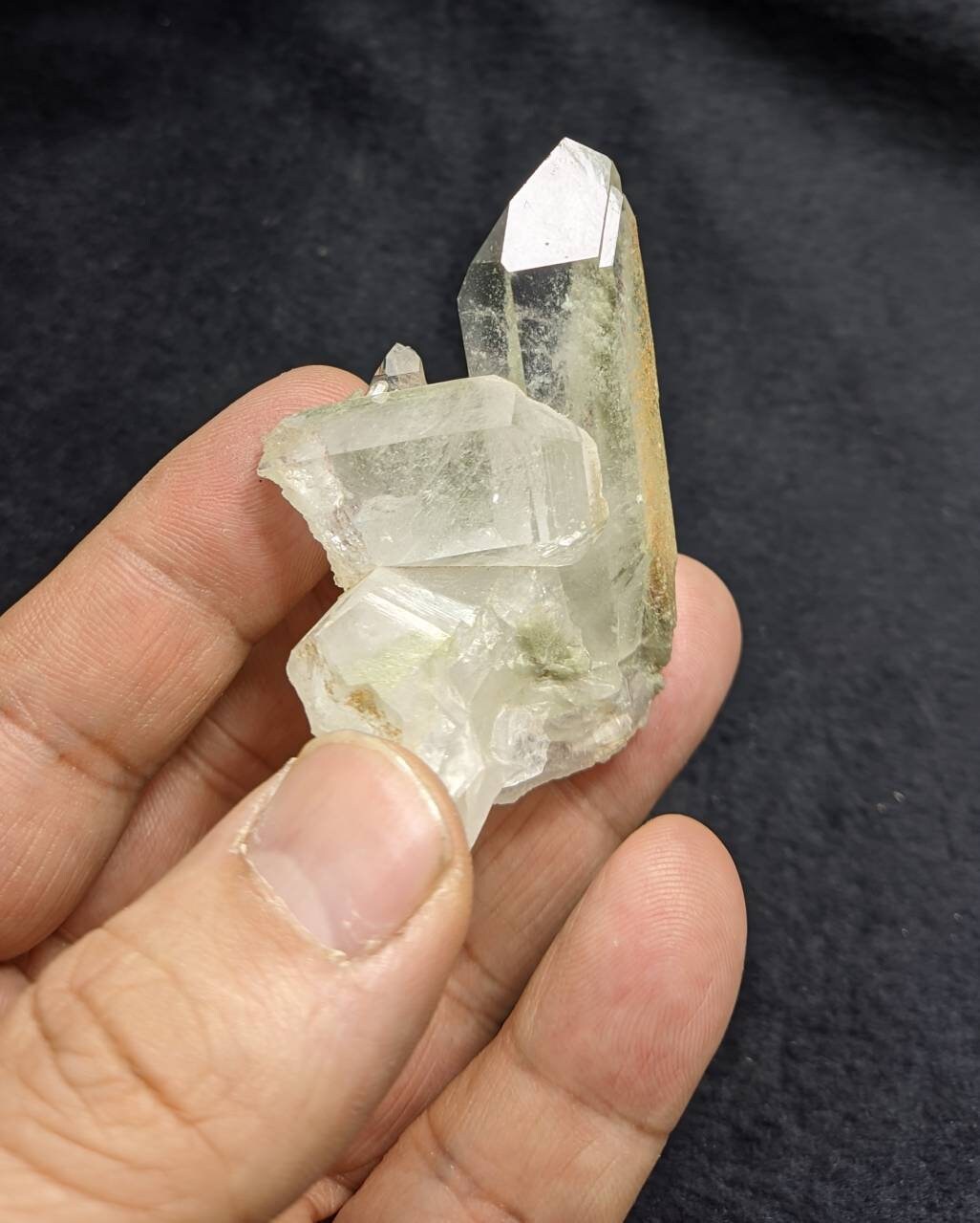 Terminated Chlorite Quartz crystals cluster 64 grams