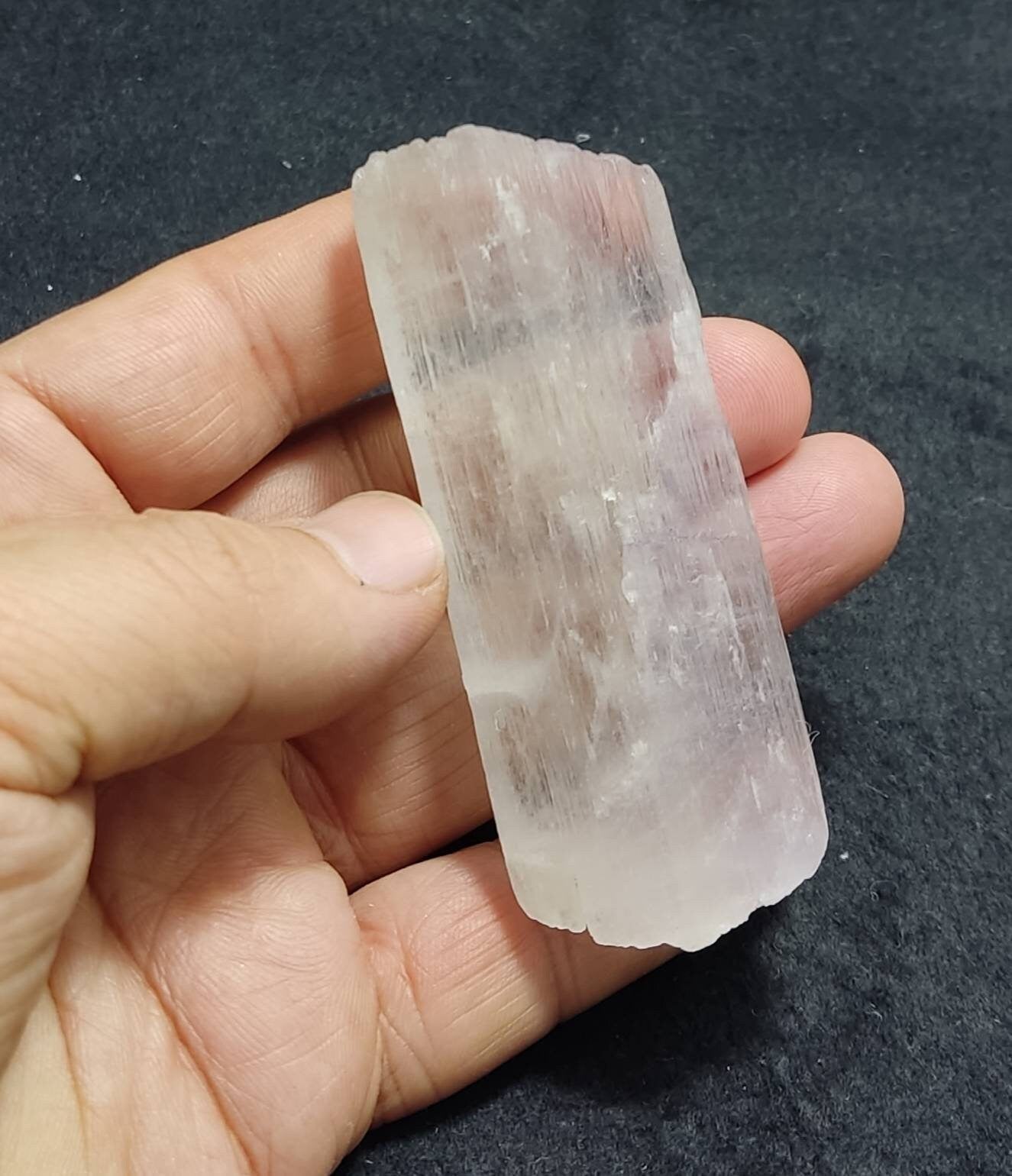 Double terminated kunzite crystal bicolor 110 grams