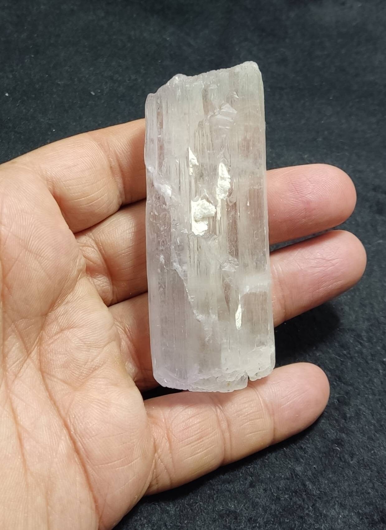 Double terminated kunzite crystal bicolor 110 grams