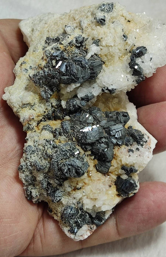 An amazing Beautifully terminated hematite iron rose cluster on matrix with Albite and tiny quartz crystals 211 grams