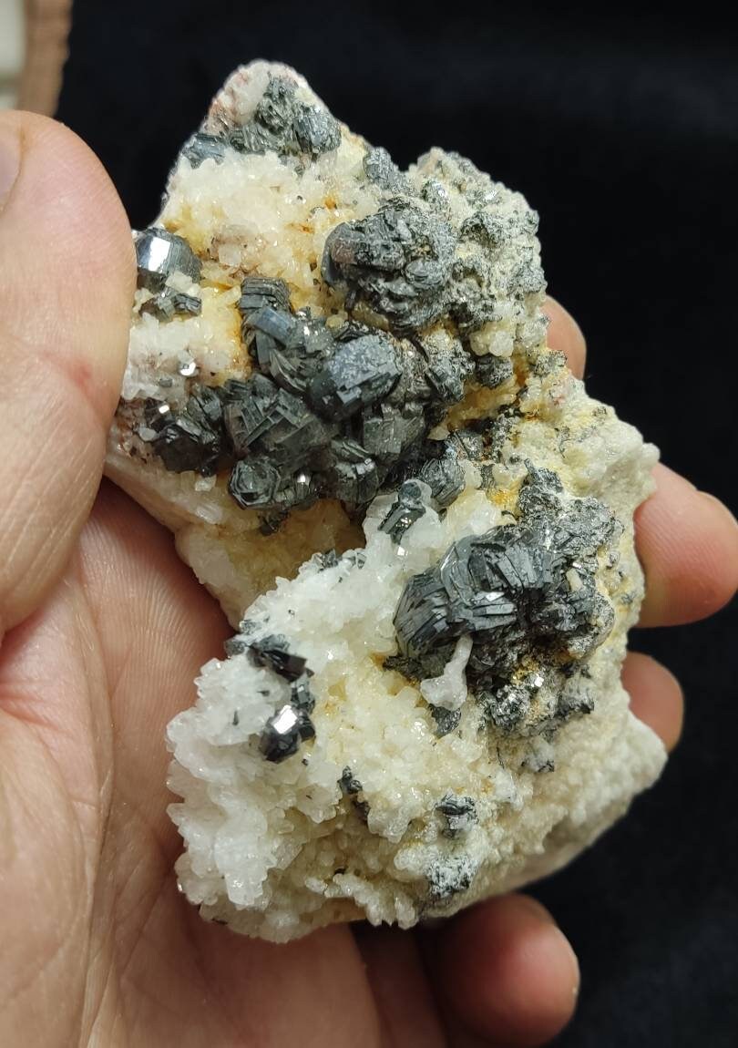 An amazing Beautifully terminated hematite iron rose cluster on matrix with Albite and tiny quartz crystals 211 grams