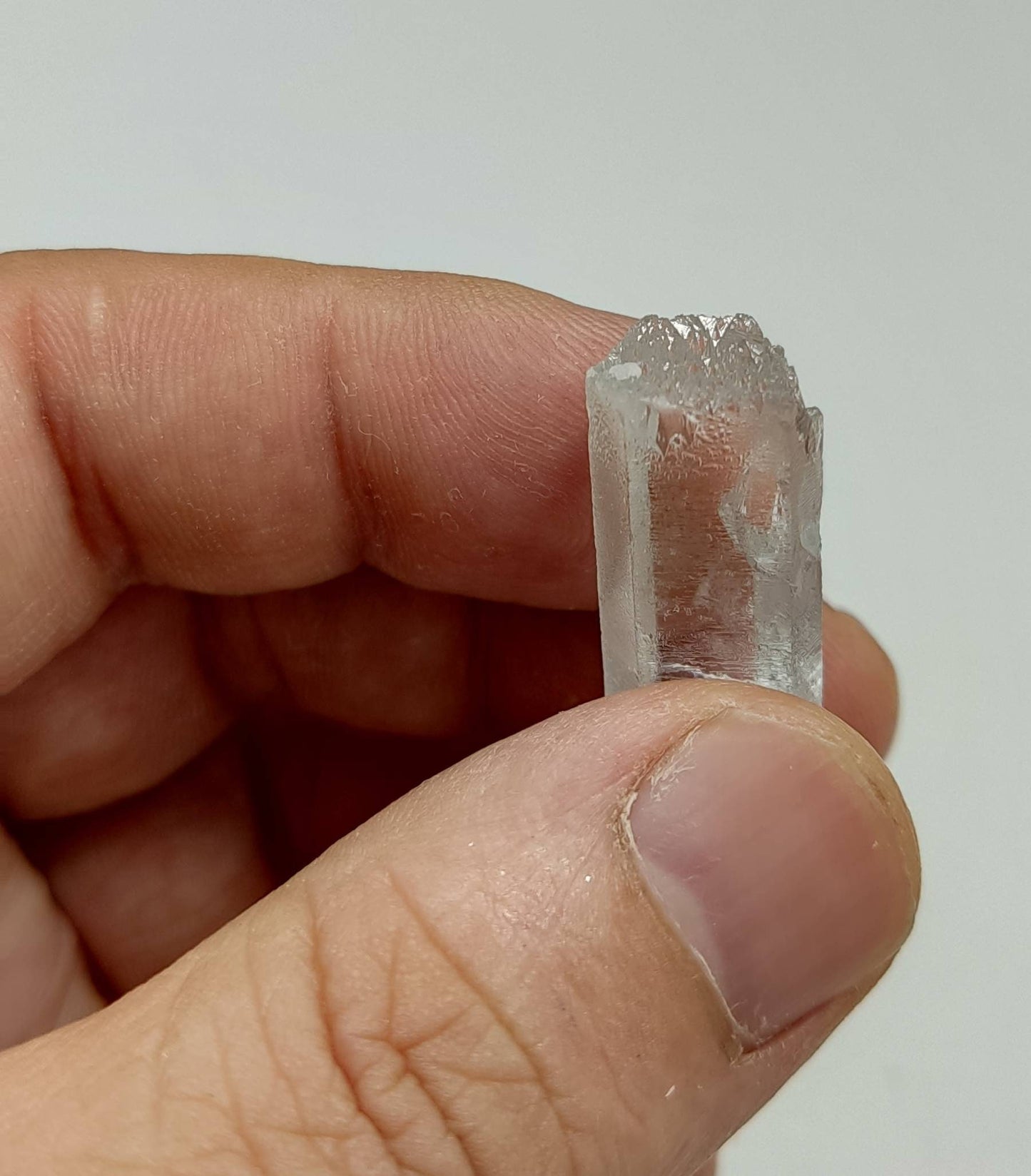 Single Water Etched Aquamarine Crystal floater with spiky terminations 8grams