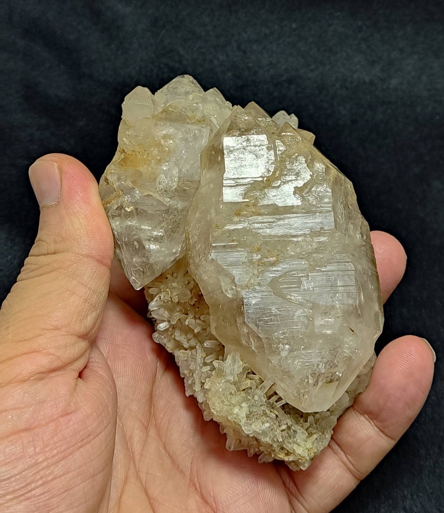 An amazing Beautiful specimen of terminated Elestial Quartz Crystals 508 grams