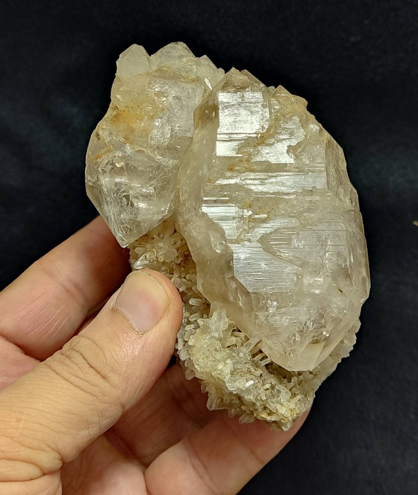 An amazing Beautiful specimen of terminated Elestial Quartz Crystals 508 grams