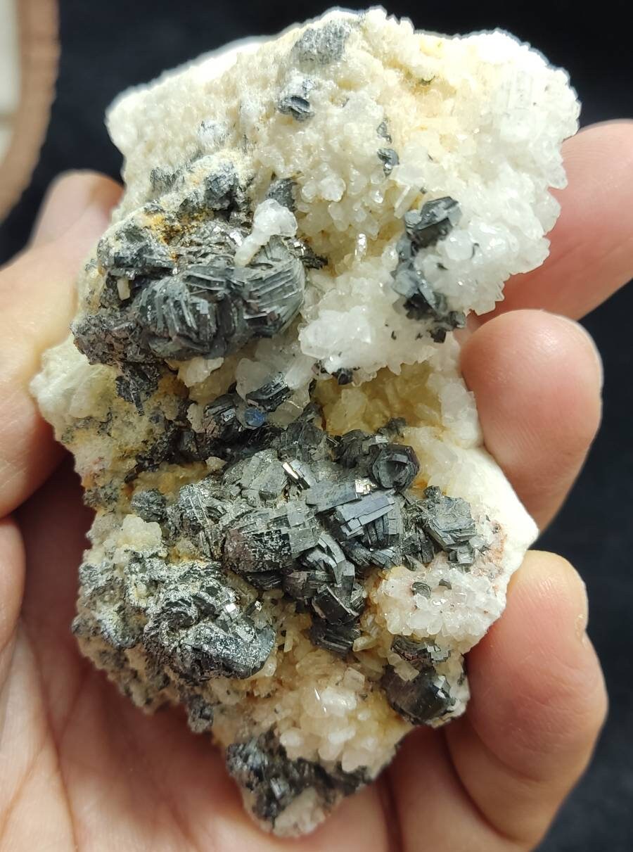An amazing Beautifully terminated hematite iron rose cluster on matrix with Albite and tiny quartz crystals 211 grams