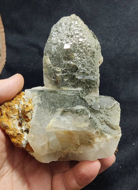 Natural etched terminated twin formed Chlorite Quartz specimen 985 grams