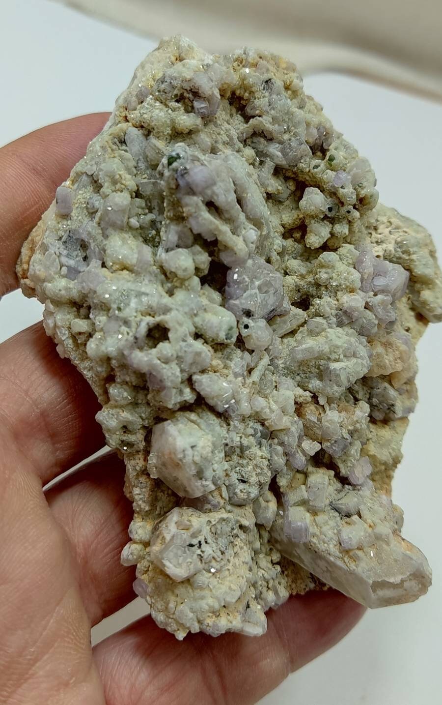 An amazing specimen of light purple Apatite crystals on matrix with quartz 179 grams