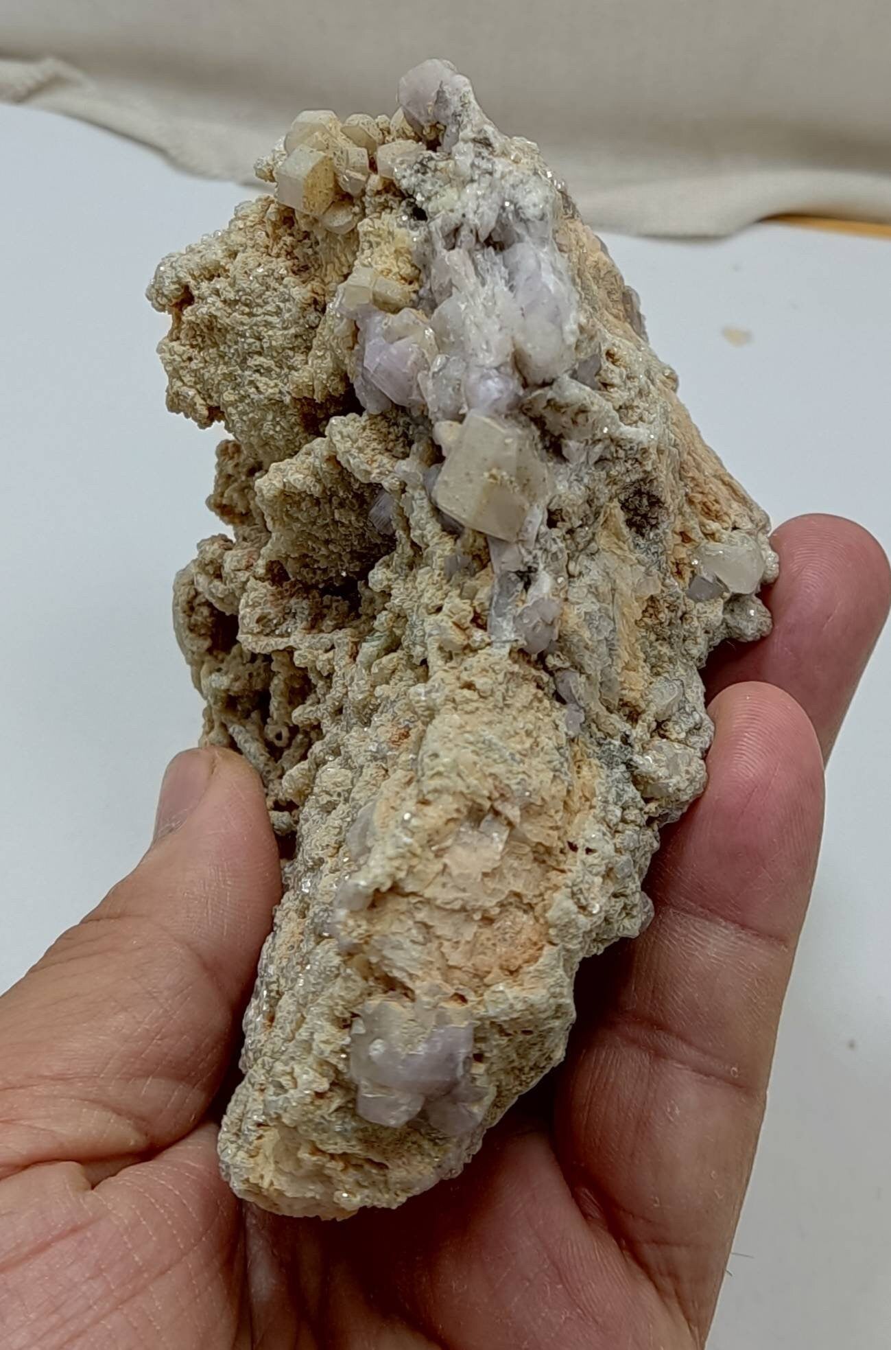 light purple Apatite crystals on matrix with sprinkled mica 560 grams