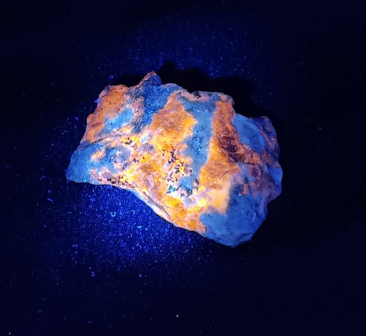 Amazing specimen of fluorescent Lazurite on matrix with pyrite 298 grams