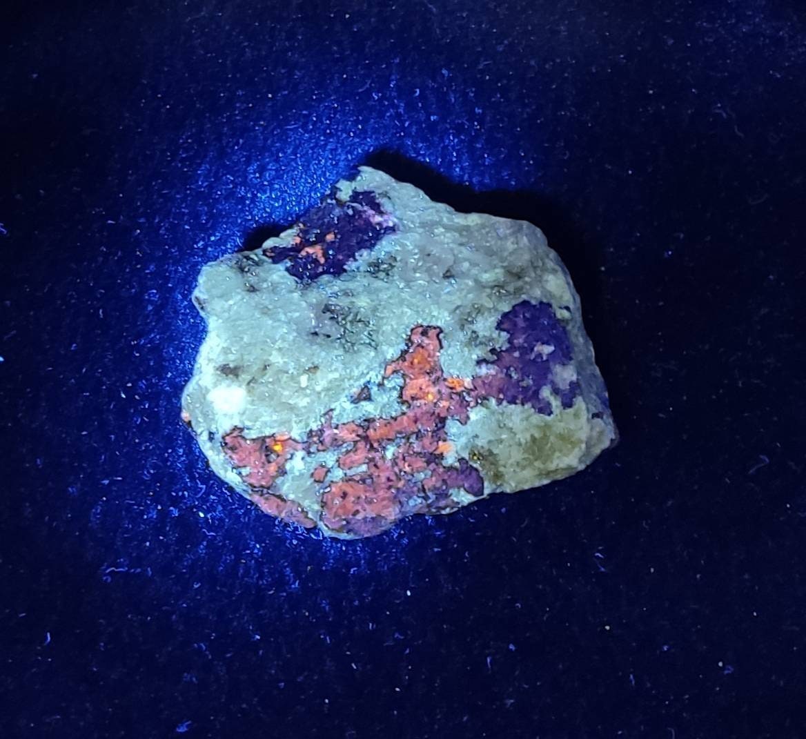 Amazing specimen of fluorescent Lazurite on matrix with pyrite 173 grams