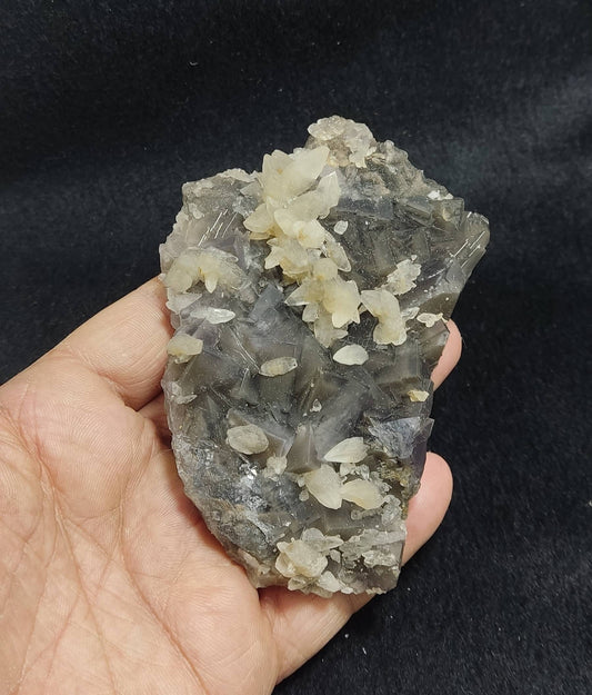 Beautiful specimen of fluorite with calcite crystals 262 grams