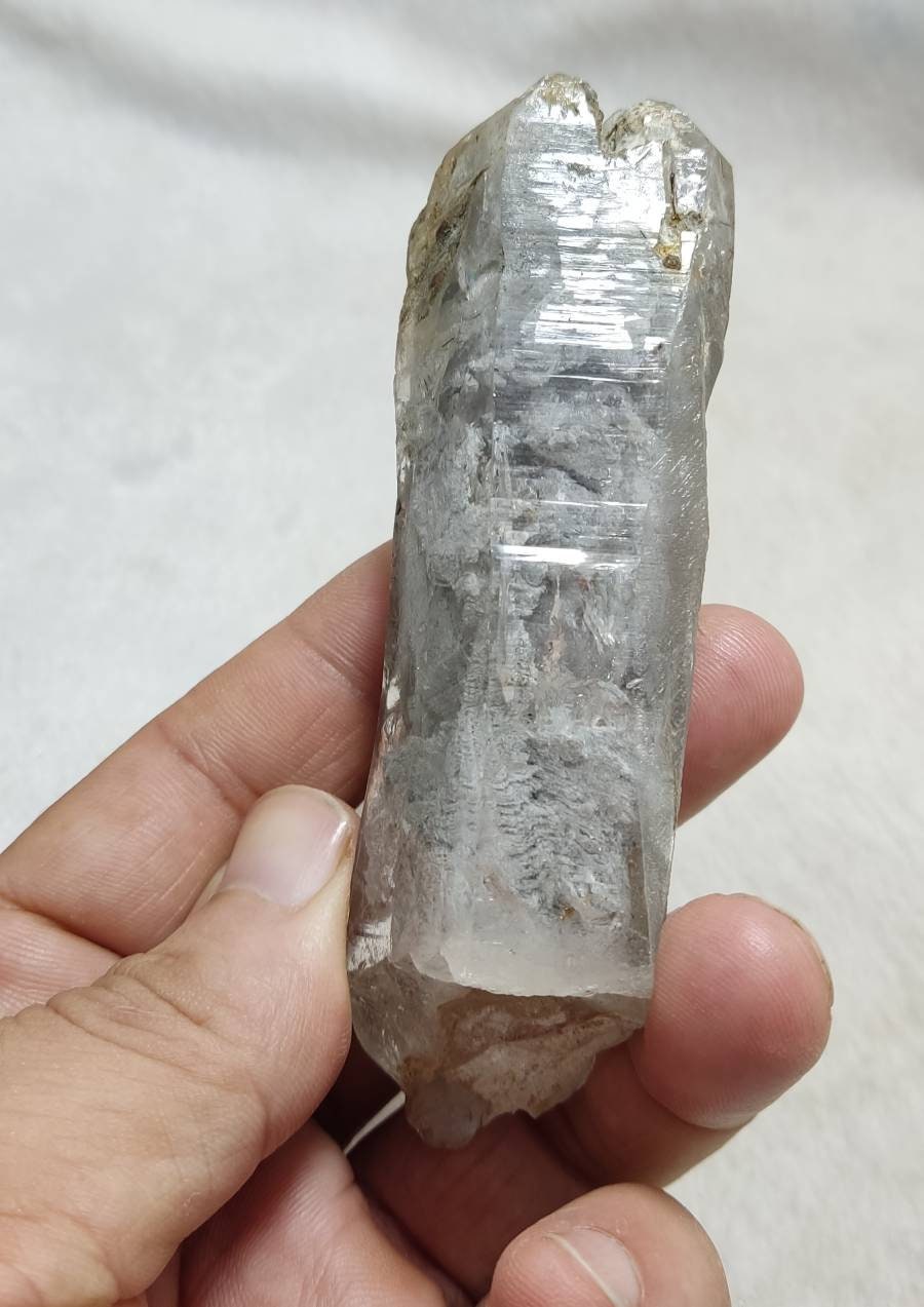 An amazing terminated lodolite quartz having twin terminations 141 grams