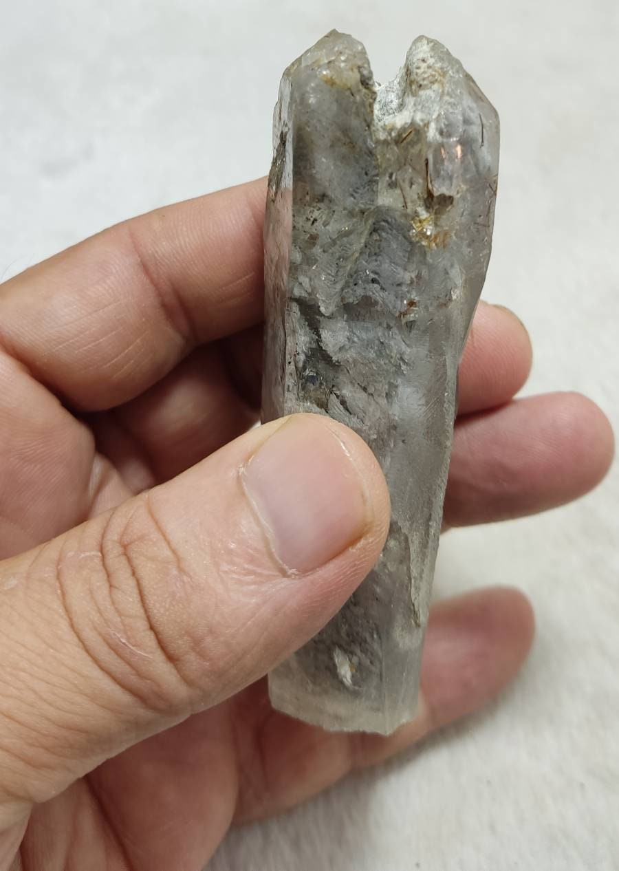 An amazing terminated lodolite quartz having twin terminations 141 grams