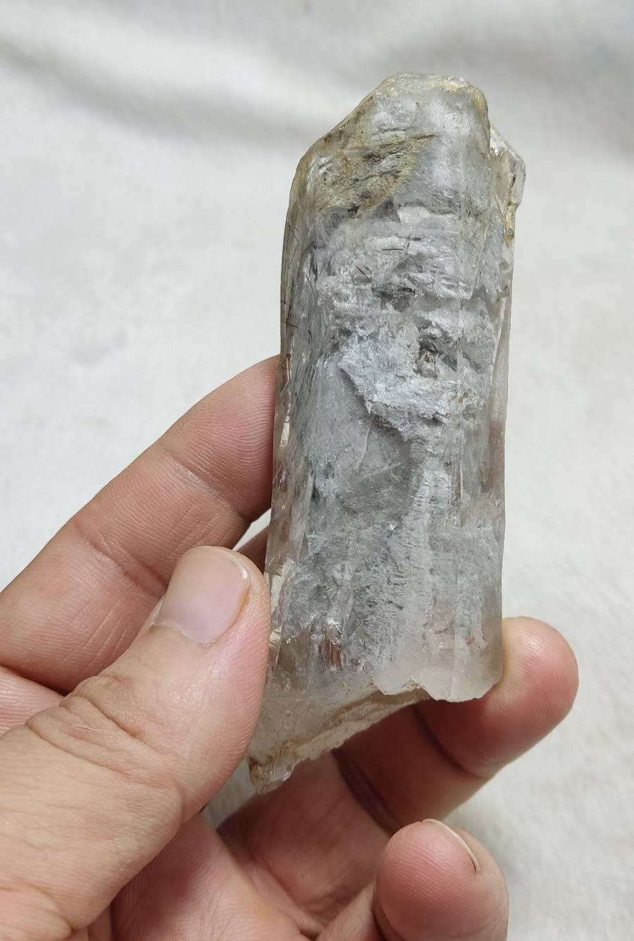 An amazing terminated lodolite quartz having twin terminations 141 grams