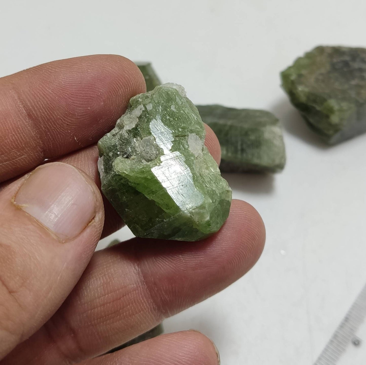 Green diopside crystals 178 grams