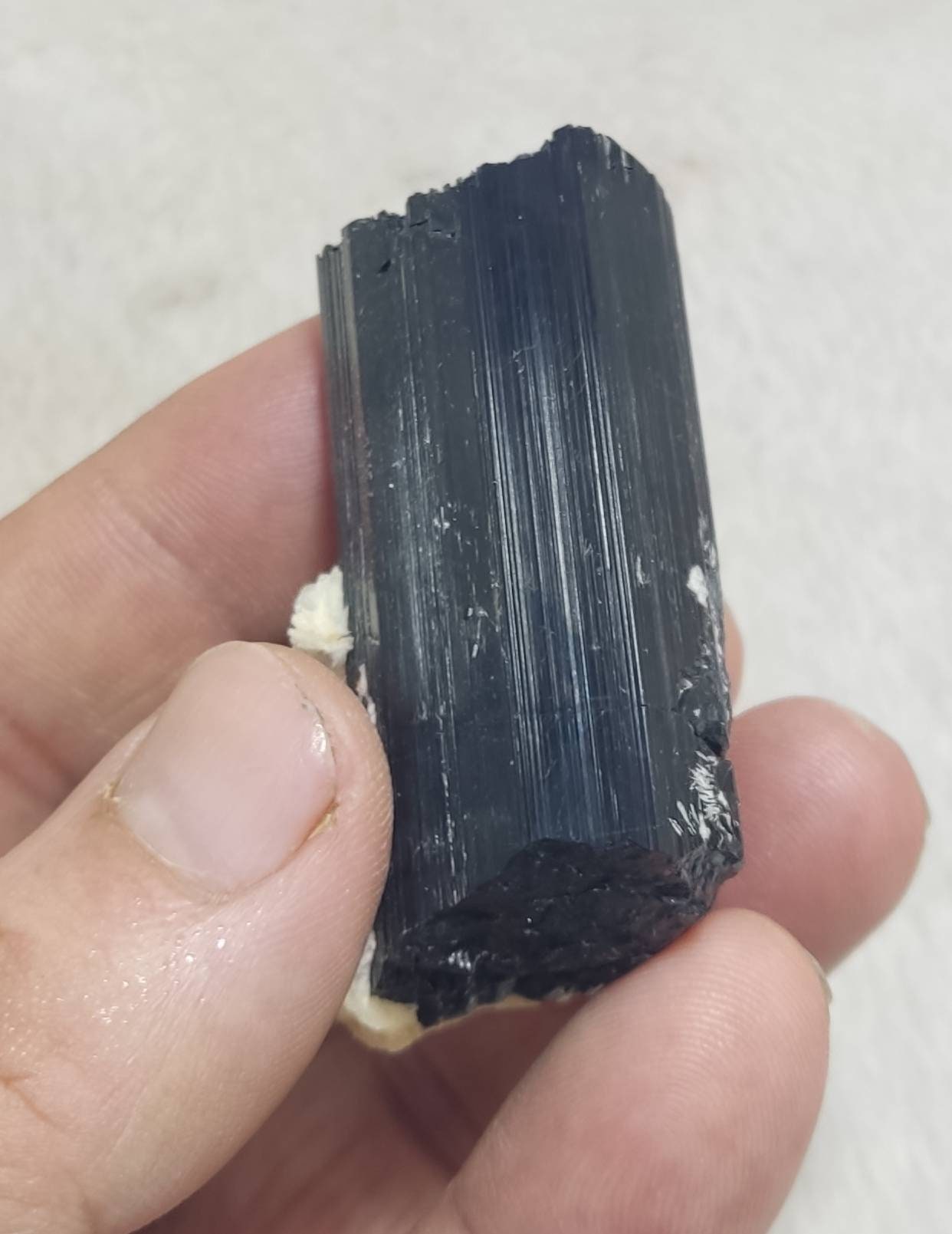 An Aesthetic Natural Tourmaline crystals with Albite attachment 81 grams