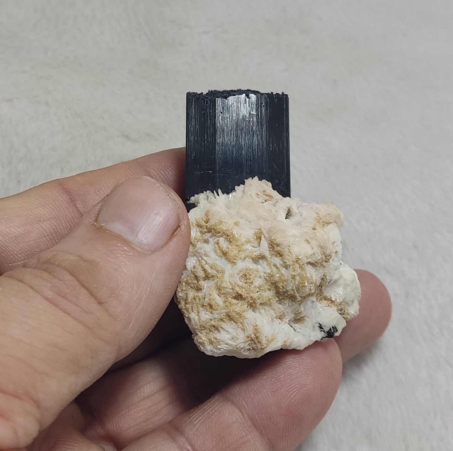 An Aesthetic Natural Tourmaline crystals with Albite attachment 74 grams