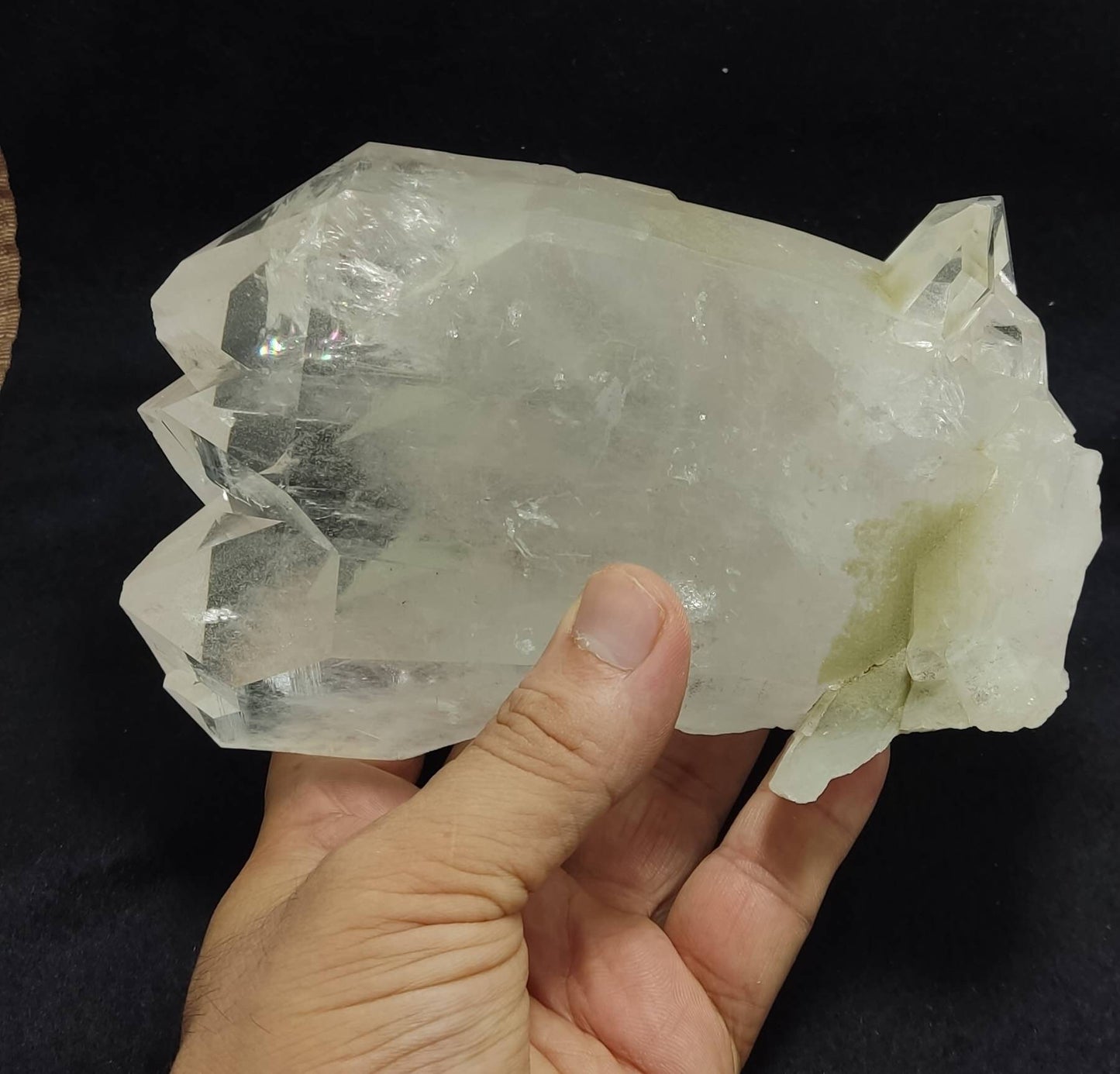 Natural terminated Quartz crystals cluster with chlorite inclusions 1460 grams