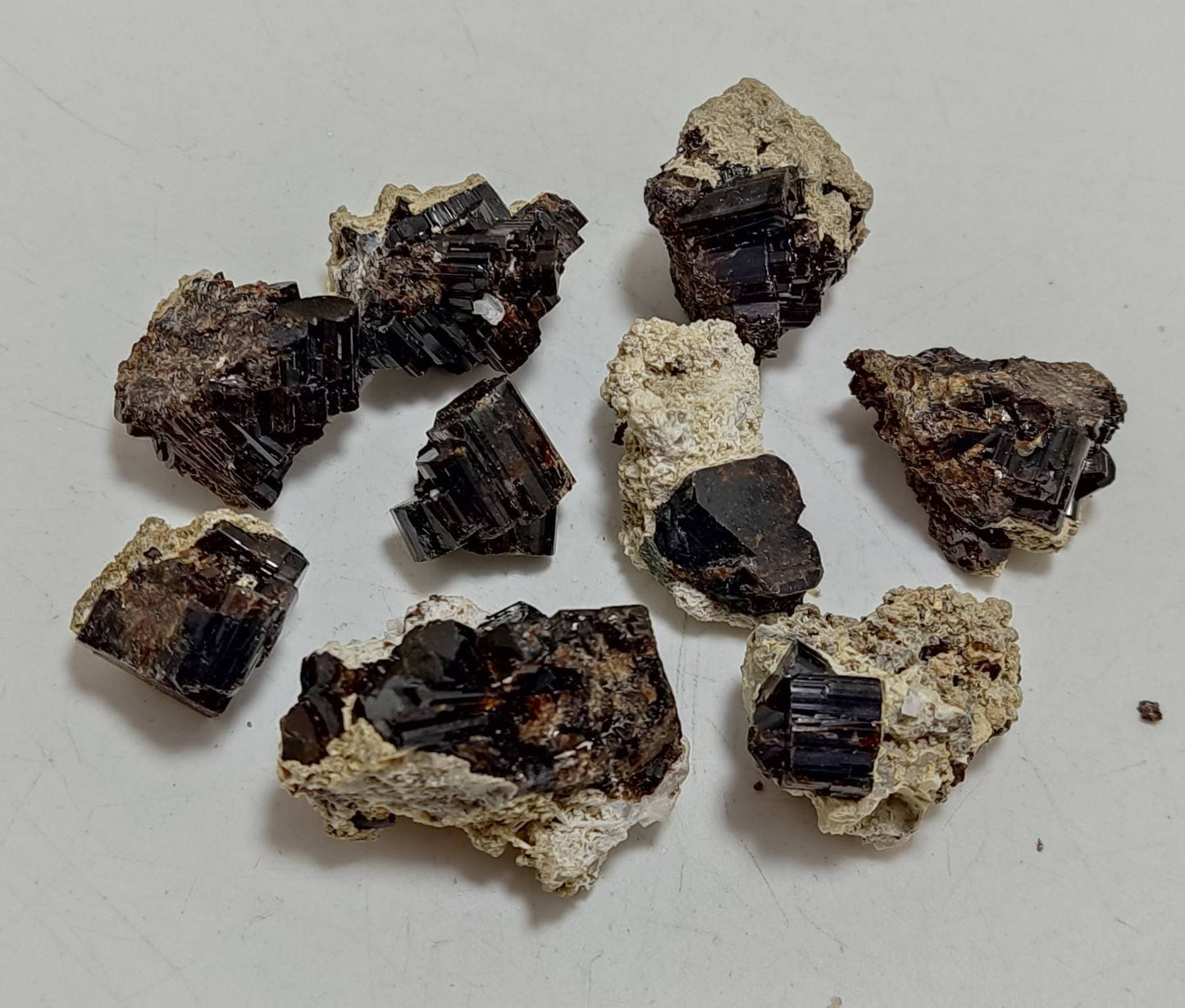 Lot of lusterous vesuvianite crystals specimens 9 pieces