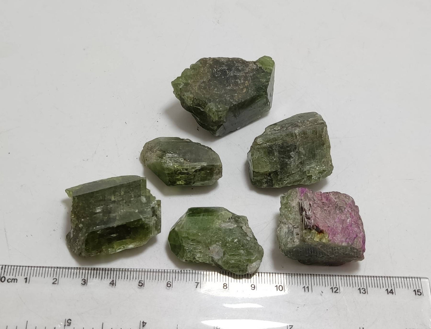 Green diopside crystals 178 grams