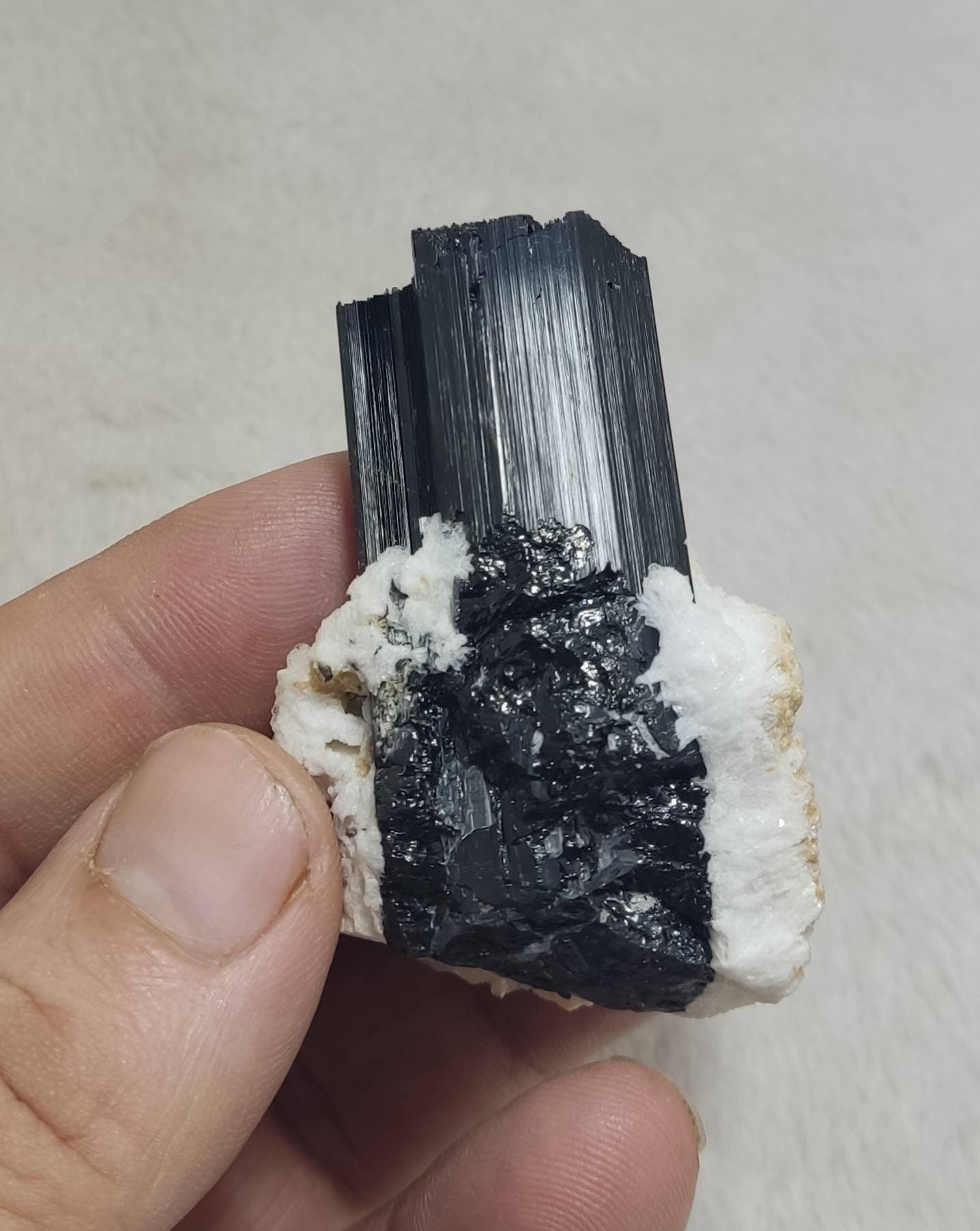 An Aesthetic Natural Tourmaline crystals with Albite attachment 74 grams