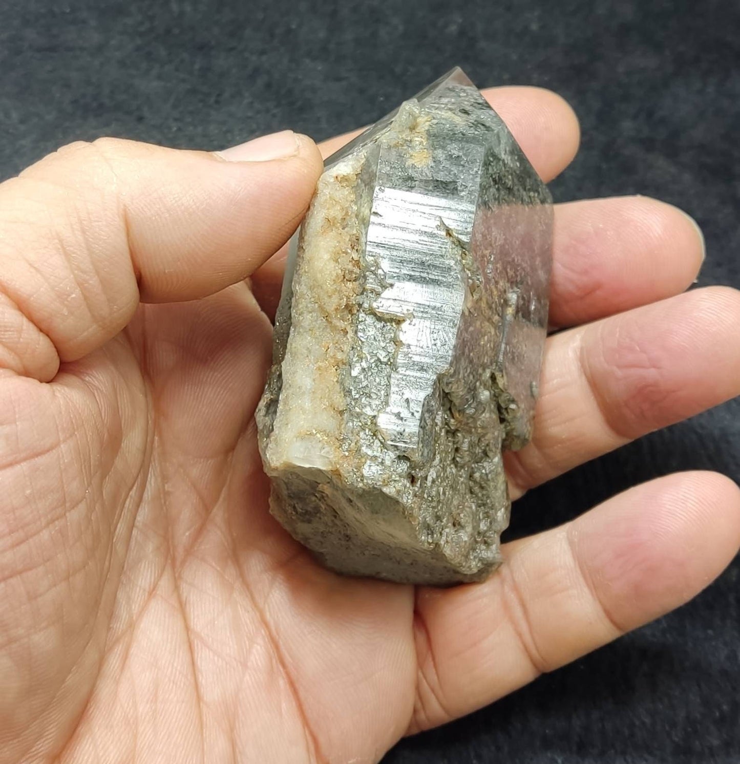 An amazing terminated chlorite lodolite quartz crystal 180 grams