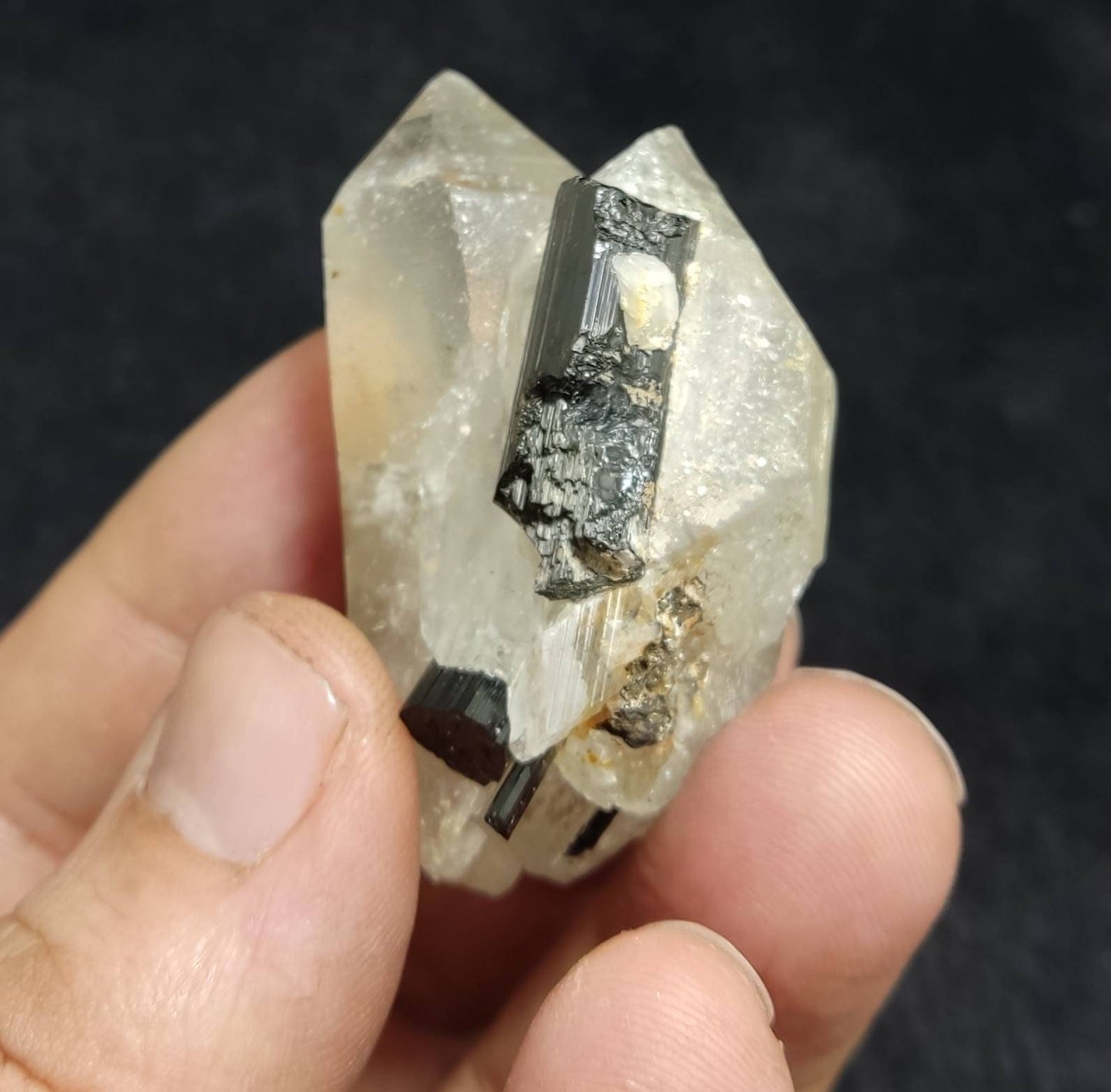 Smoky quartz crystal with Tourmaline crystals 58 grams