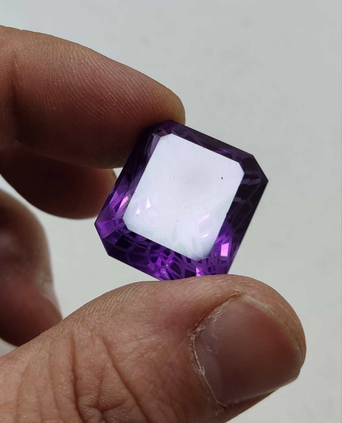 An amazing faceted octagon cut amethyst gemstone 48 carats