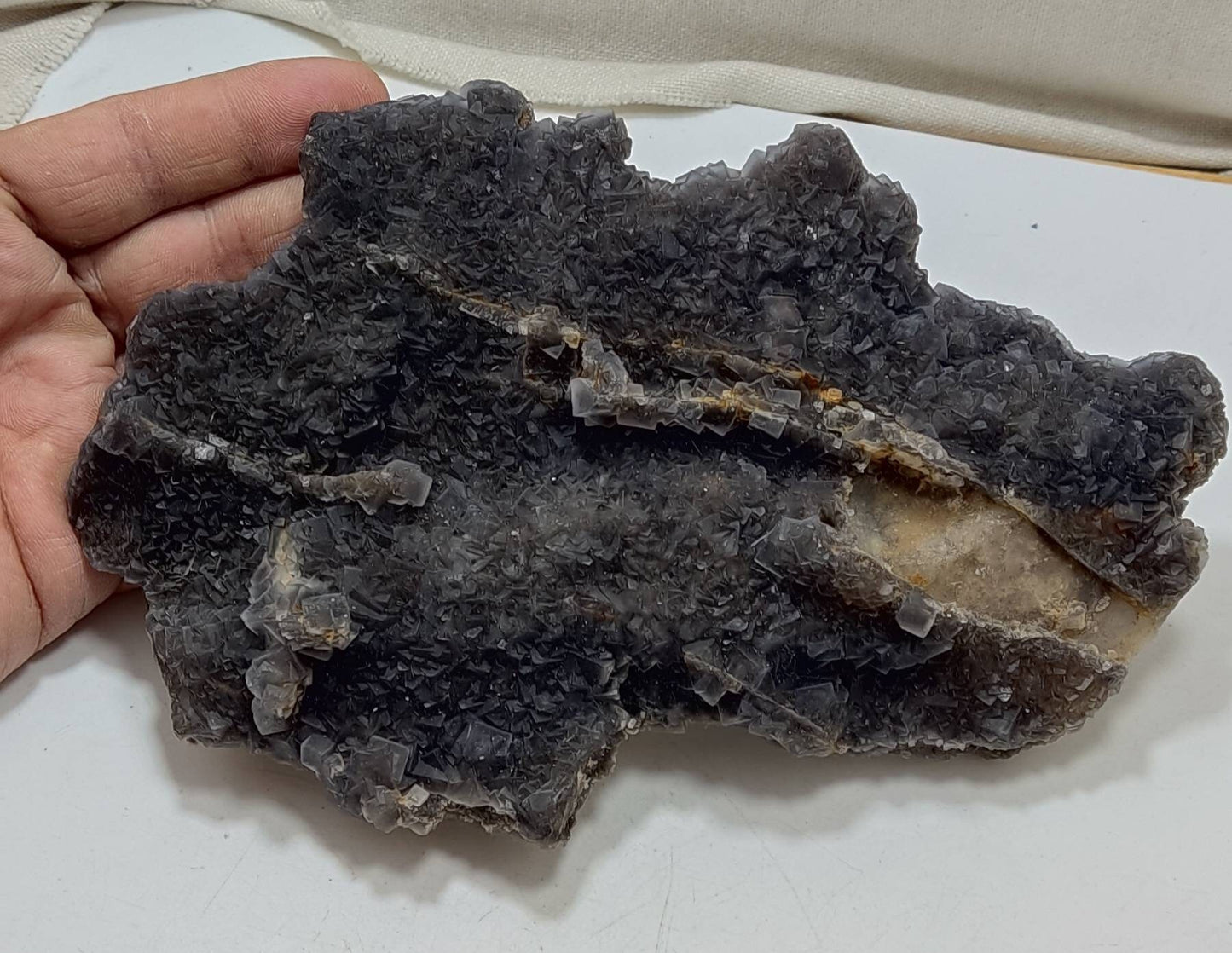 Cubic fluorite crystals cluster 666 grams