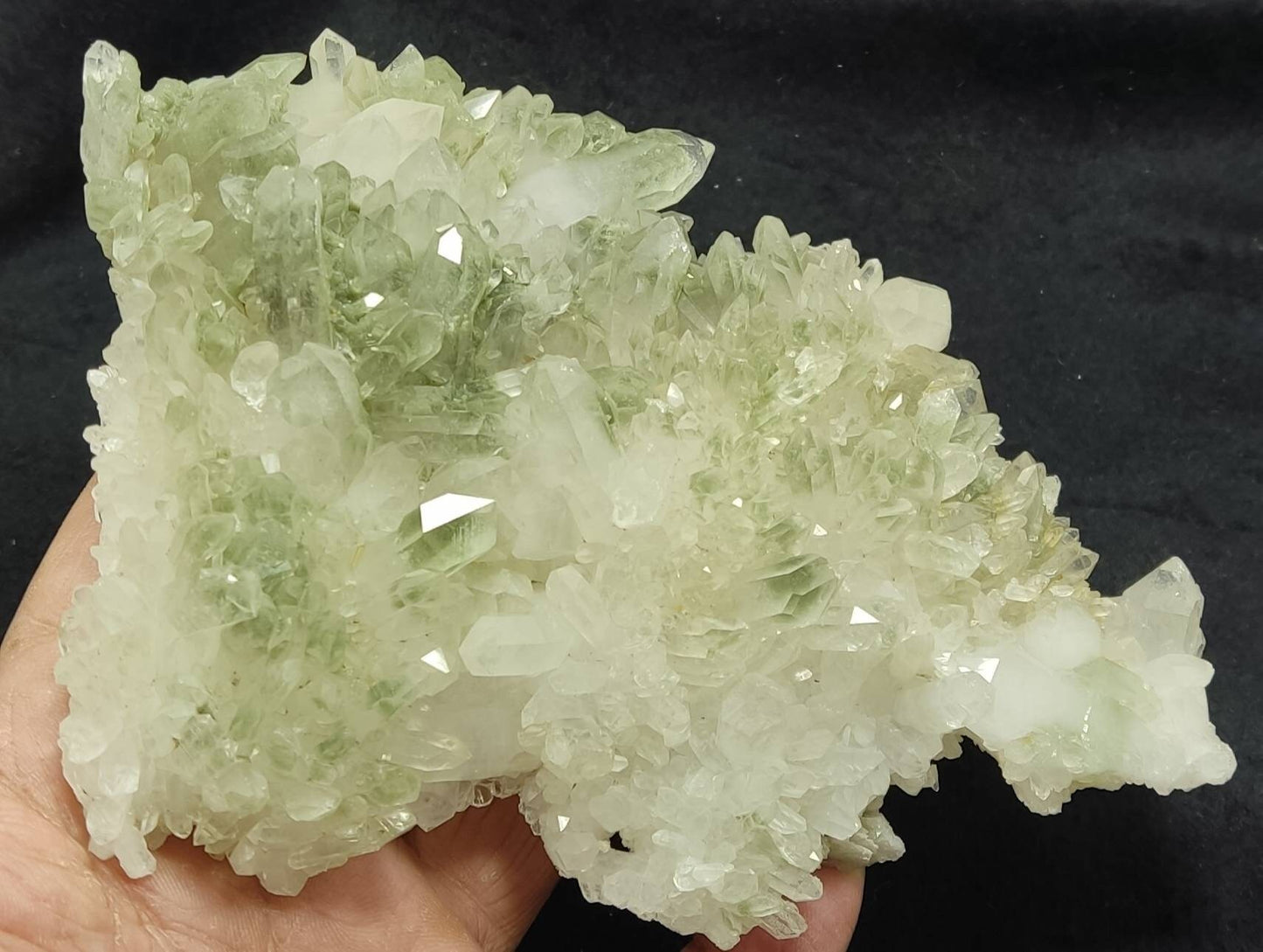 An Aesthetic Natural crystals cluster of beautifully terminated Chlorite Quartz 448 grams