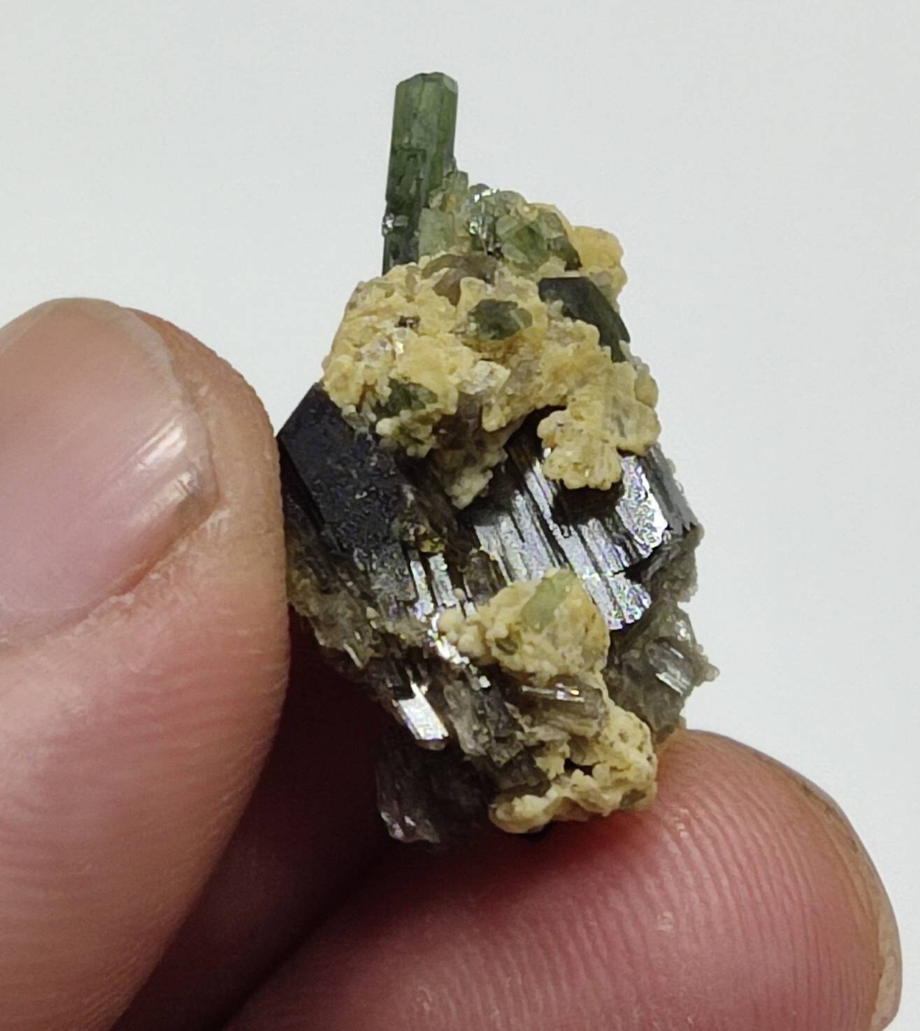 Thumbnail specimen of Epidote with diopside crystal 5 grams