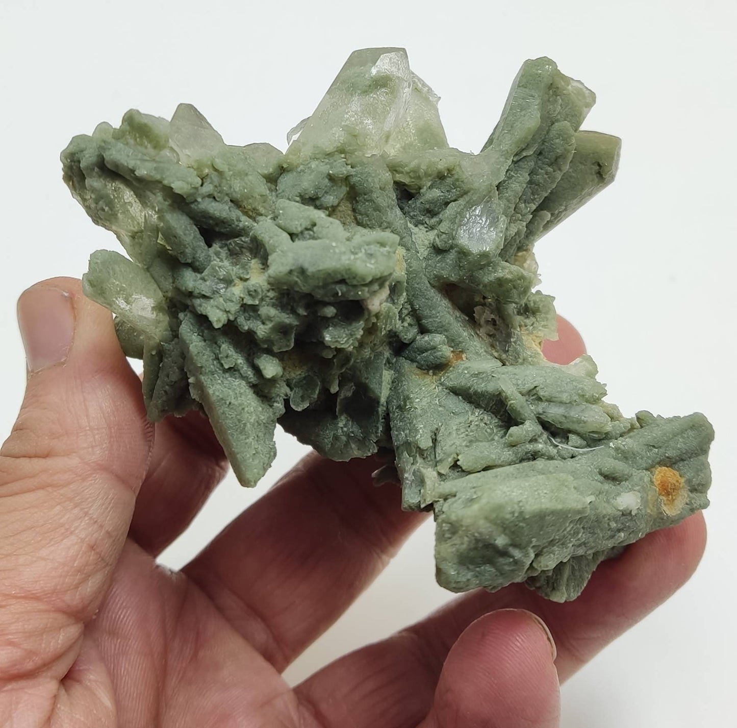 An Aesthetic Natural crystals cluster of beautifully terminated Chlorite Quartz 223 grams