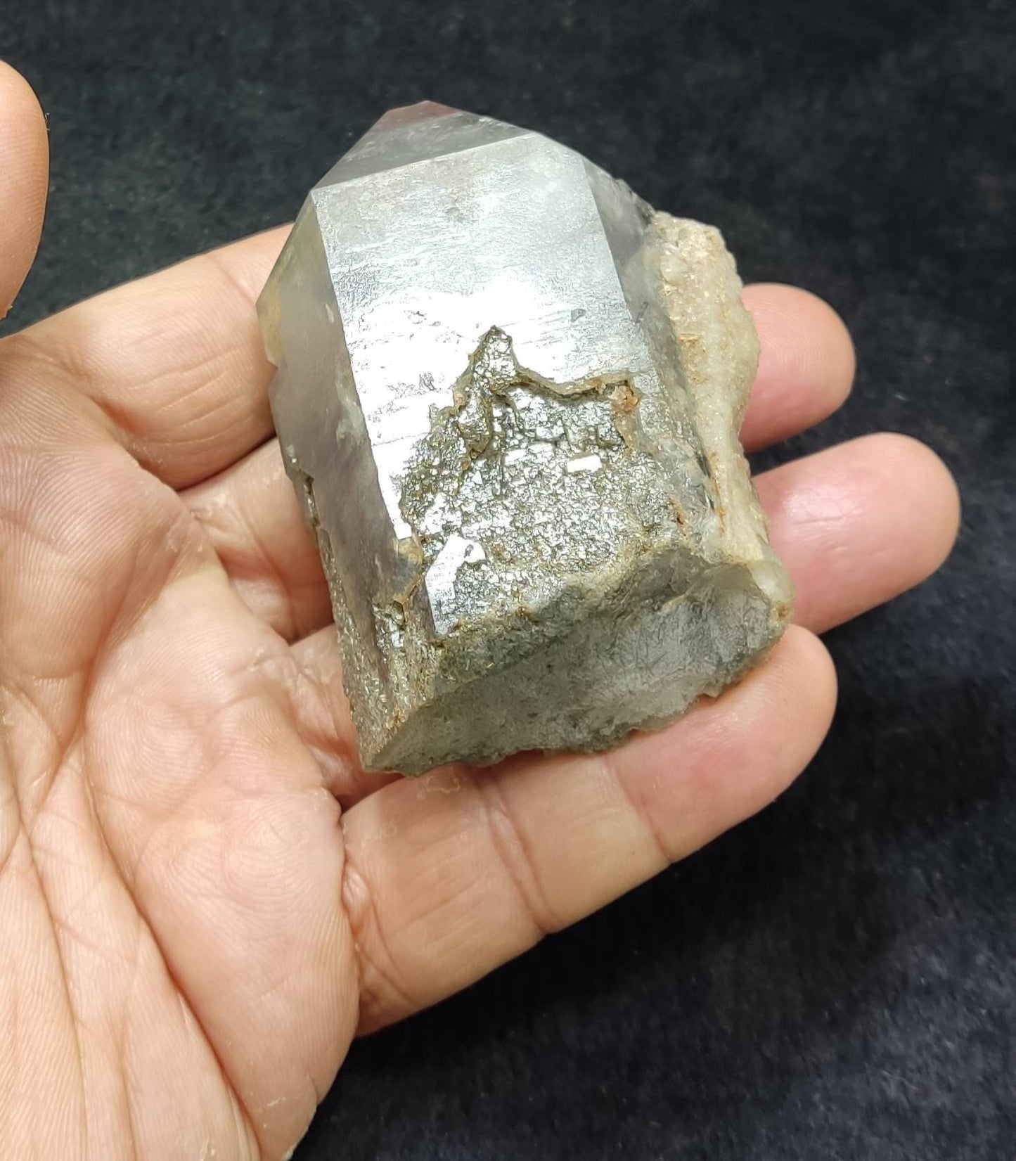 An amazing terminated chlorite lodolite quartz crystal 180 grams