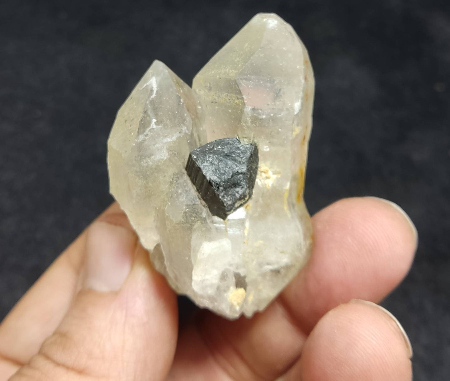 Smoky quartz crystal with Tourmaline crystals 58 grams