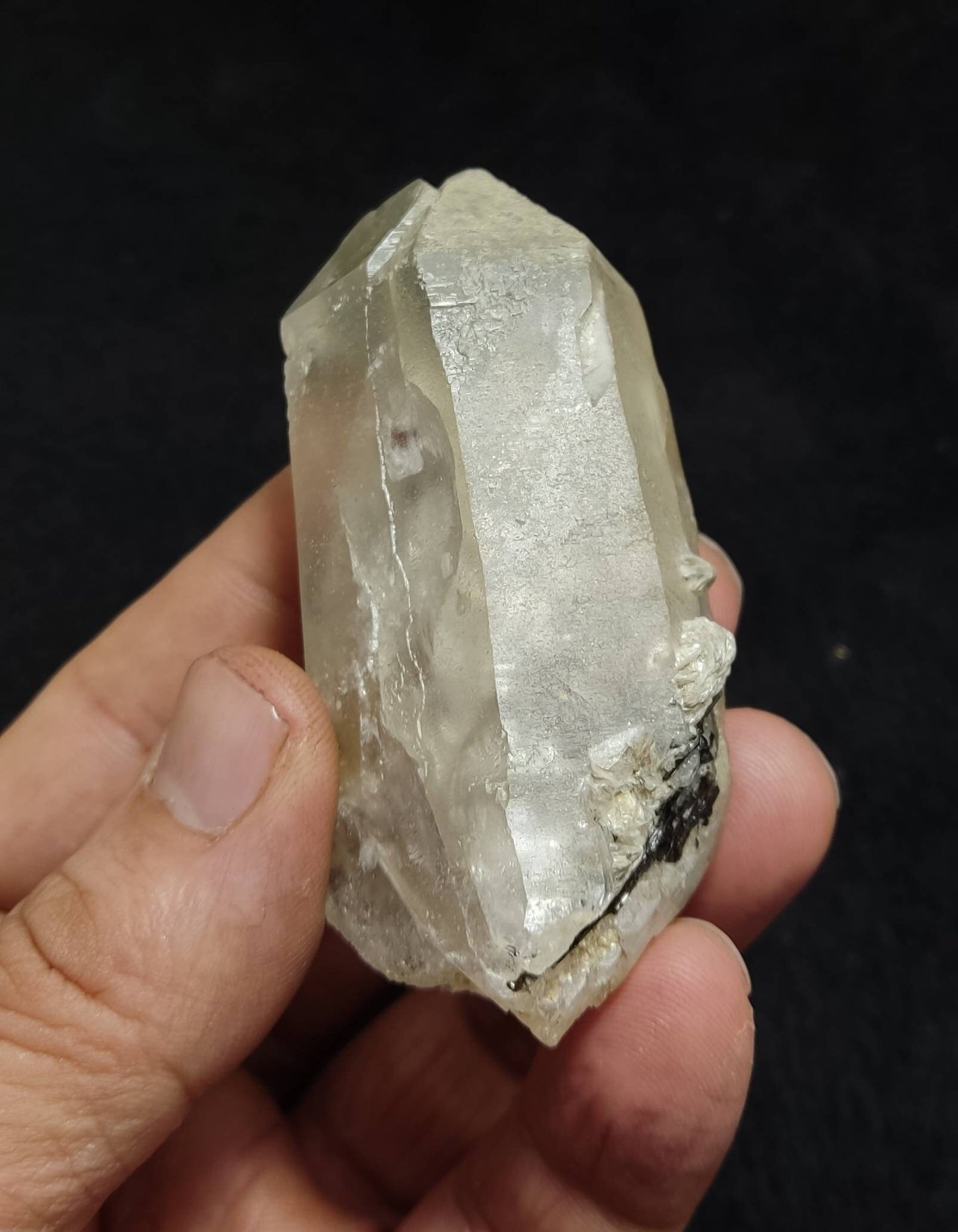 An amazing specimen of smoky quartz crystals with Tourmaline crystals 123 grams