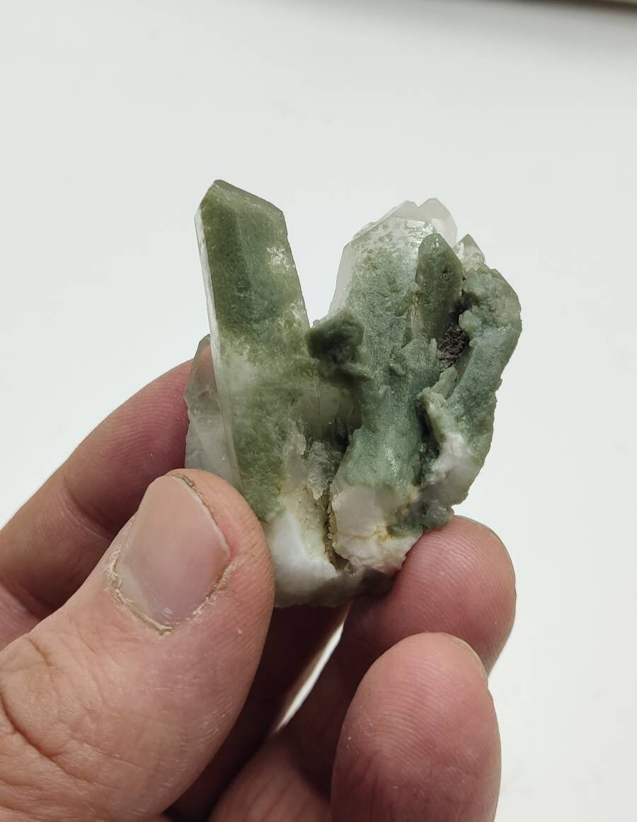 An Aesthetic small Natural crystals cluster of beautifully terminated Chlorite Quartz 33 grams