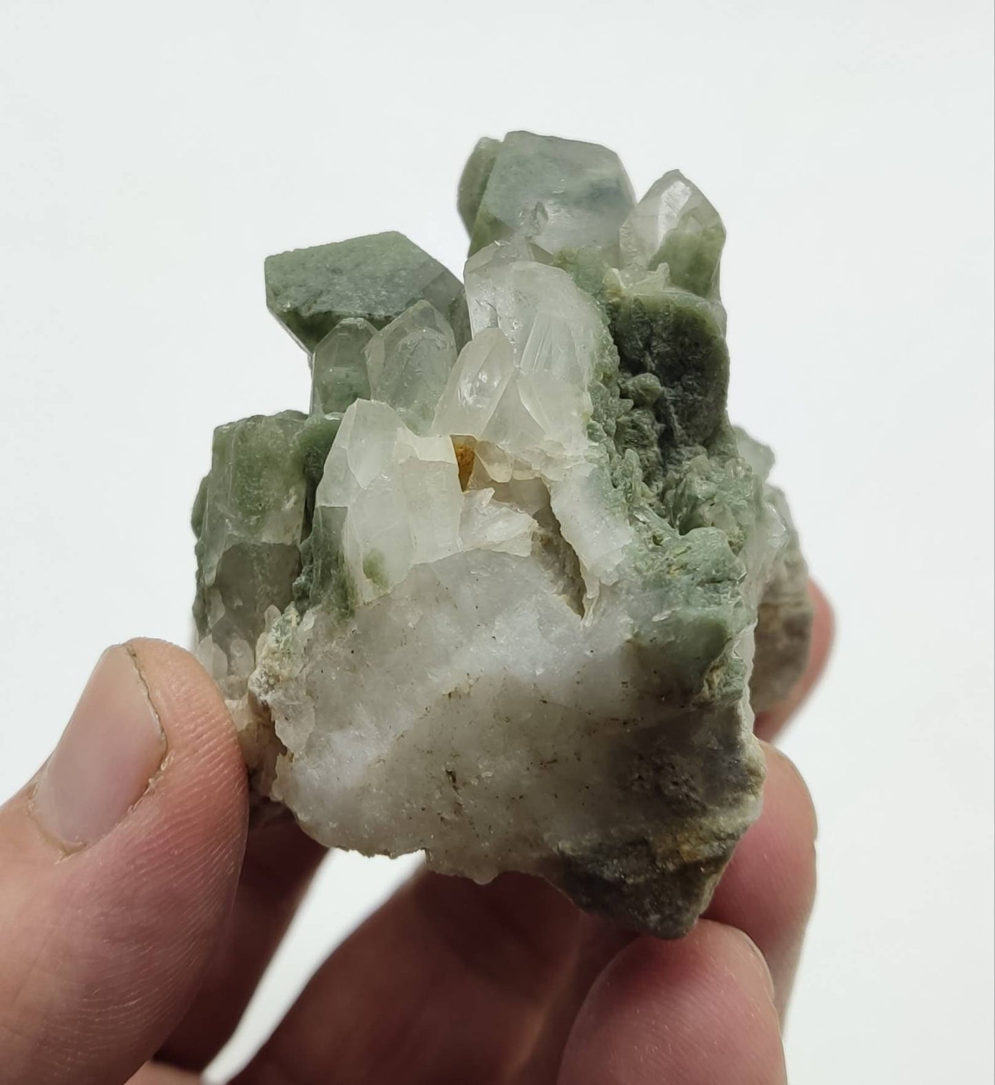 An Aesthetic small Natural crystals cluster of beautifully terminated Chlorite Quartz 163 grams