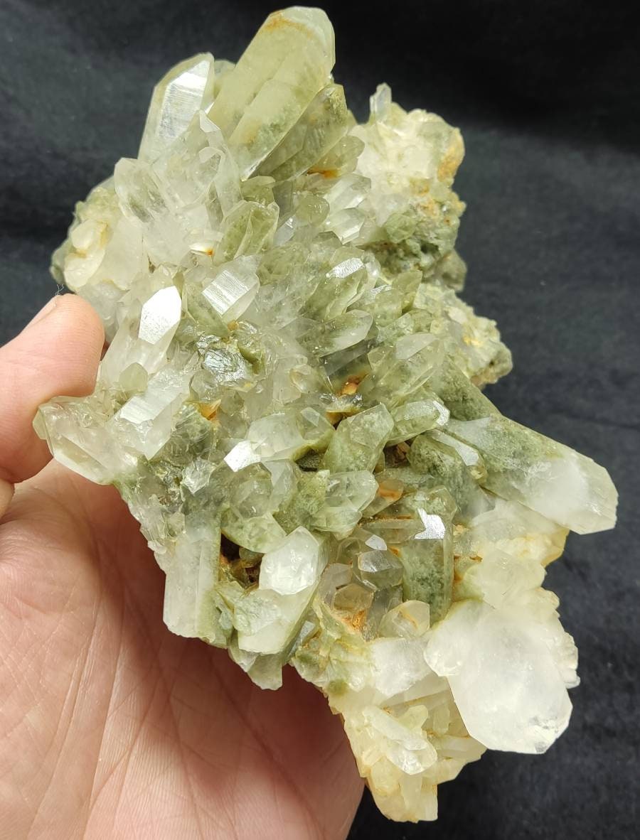 Natural terminated Chlorite Quartz crystals cluster 839 grams