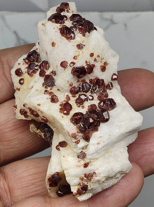 Spessartine Garnet clusters on Albite 114 grams