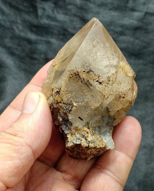 An amazing terminated quartz crystal with aegirine inclusions 143 grams