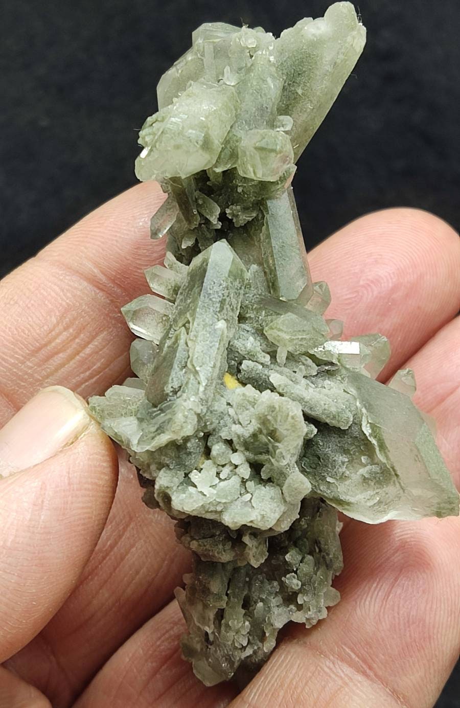 Natural terminated Chlorite Quartz crystals cluster 55 grams