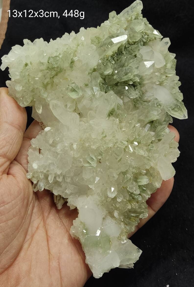 An Aesthetic Natural crystals cluster of beautifully terminated Chlorite Quartz 448 grams