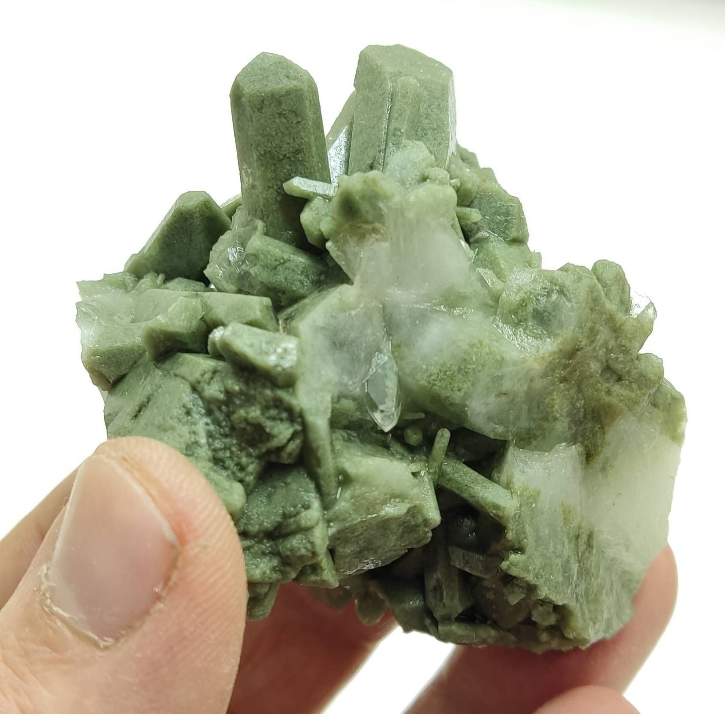 Natural cluster of terminated Chlorite Quartz 134 grams