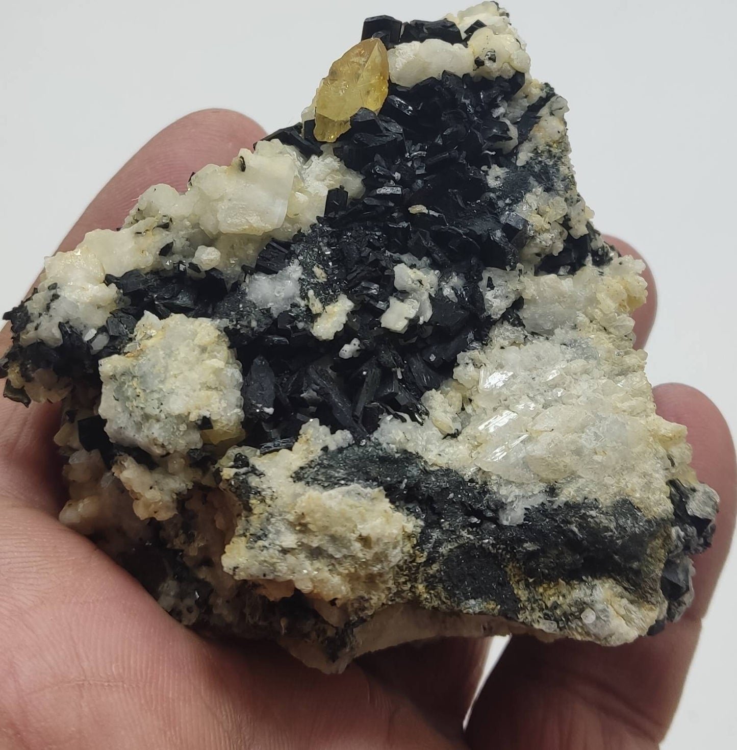 An amazing specimen of titanite sphene with actinolite or aegirine on matrix 245 g