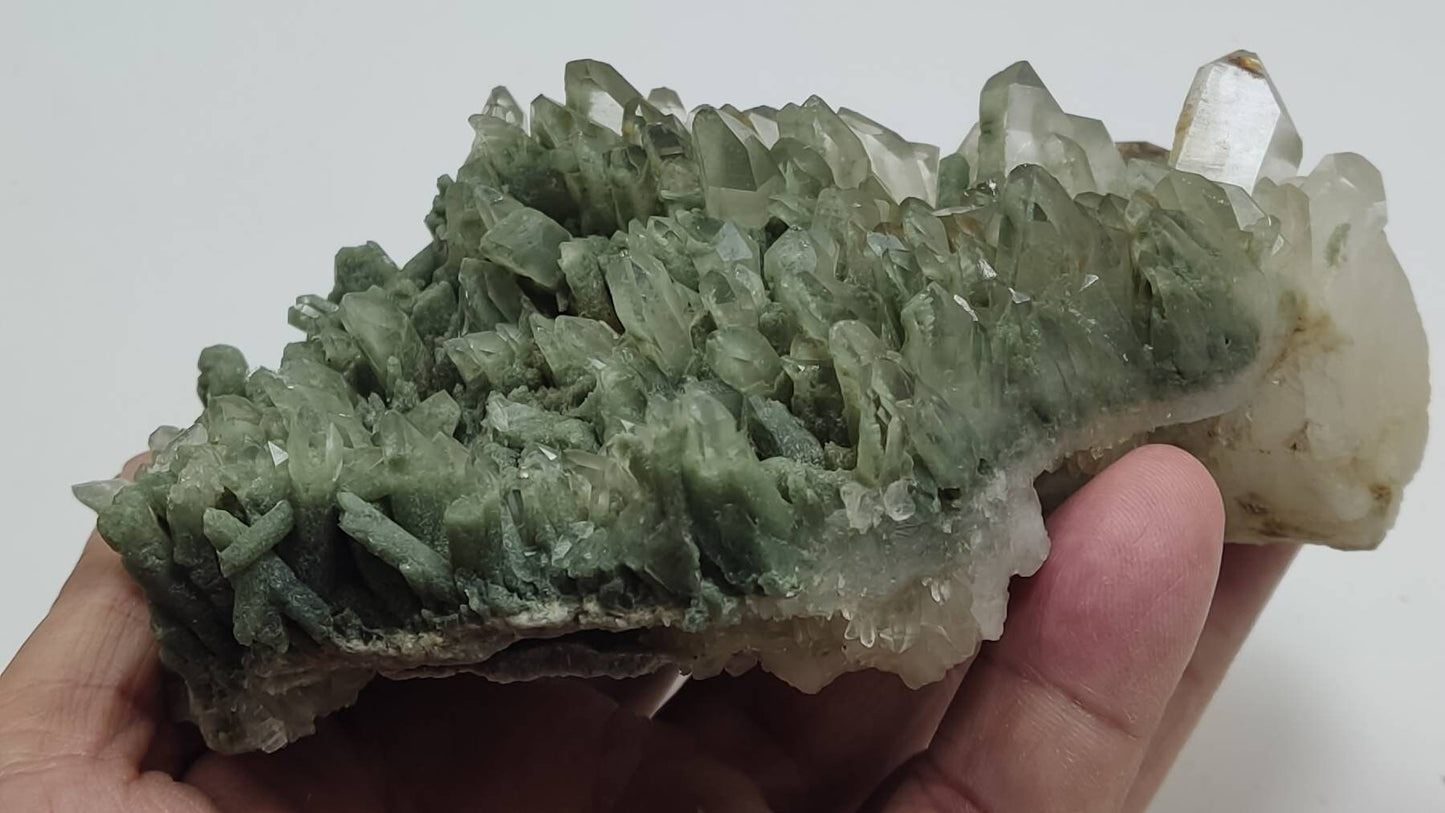 An Aesthetic Natural crystals cluster of beautifully terminated Chlorite Quartz 573 grams